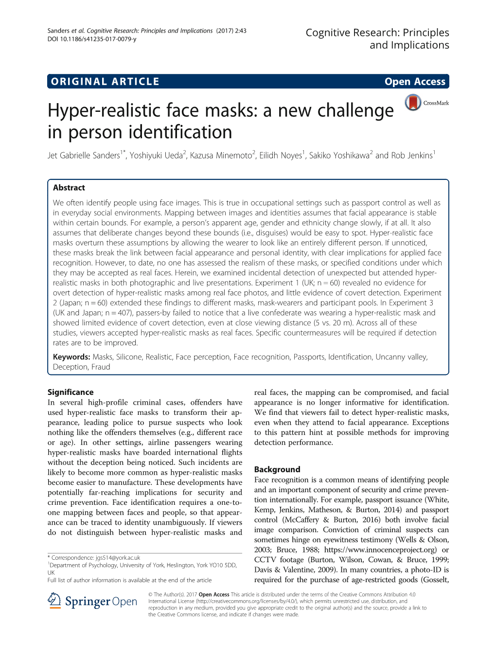 Hyper-Realistic Face Masks: a New Challenge in Person Identification