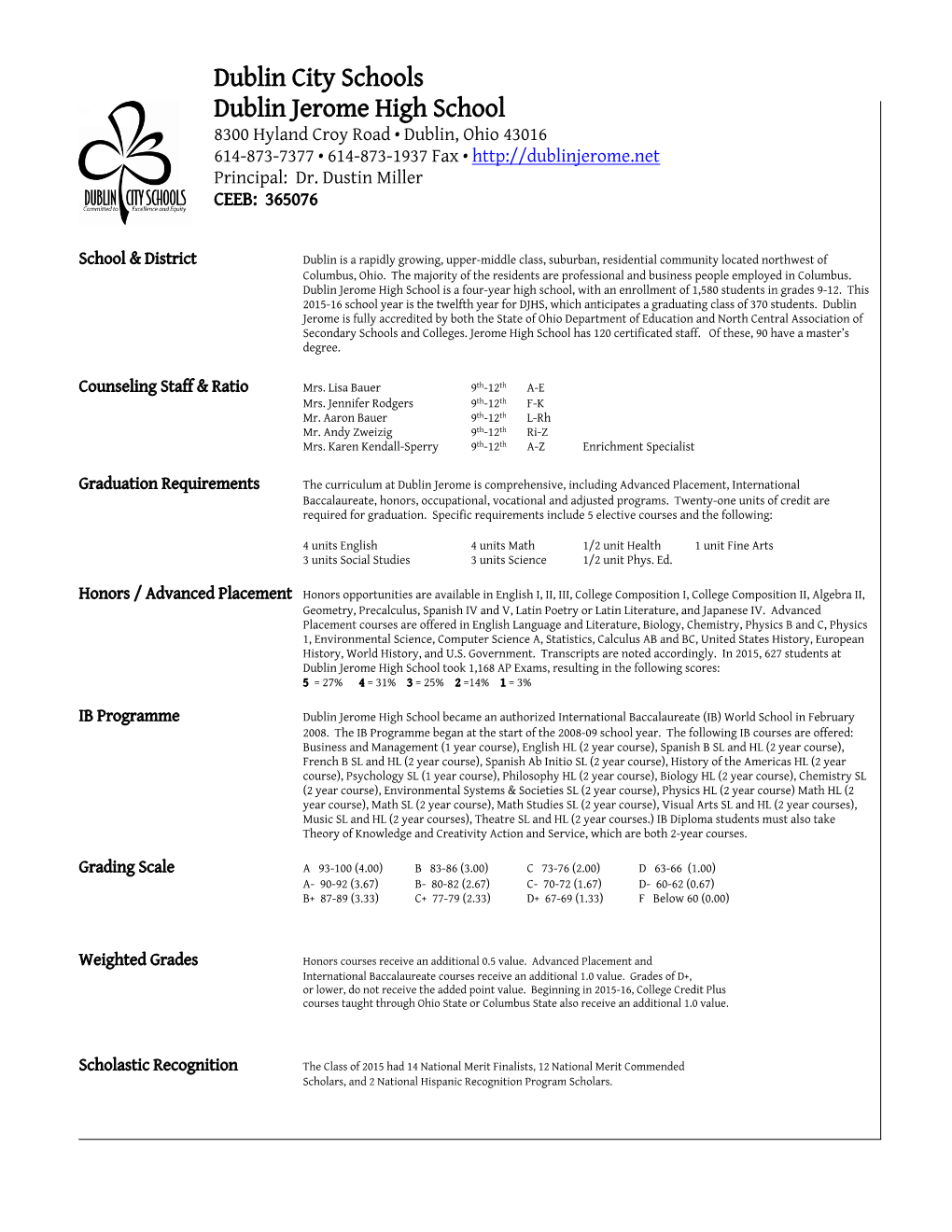 Dublin Jerome School Profile