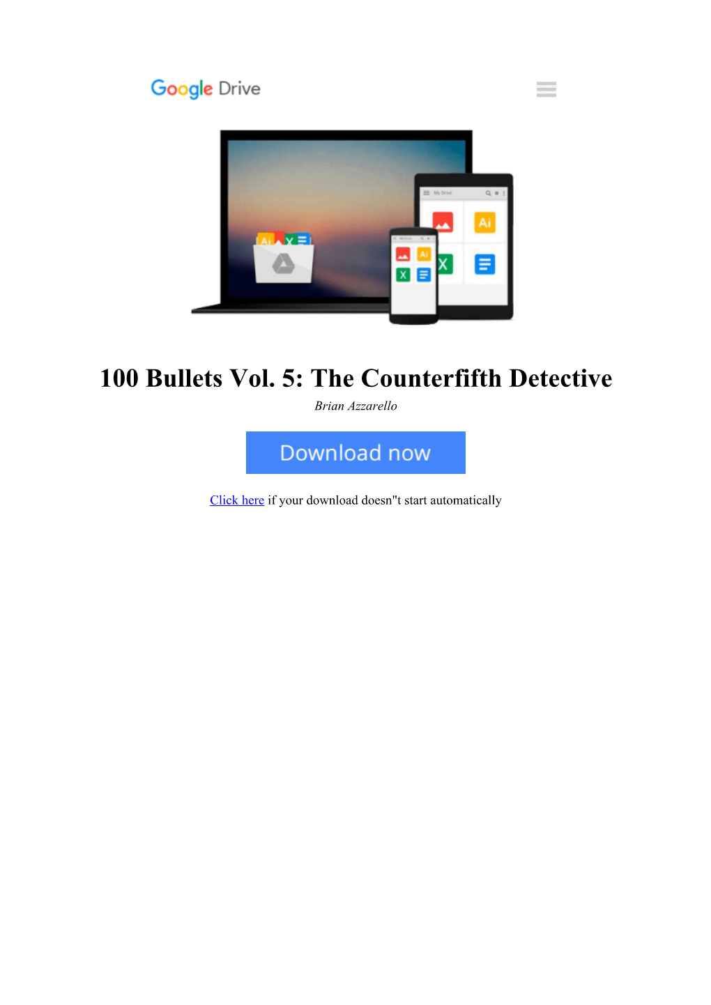 100 Bullets Vol. 5: the Counterfifth Detective by Brian Azzarello for Online Ebook