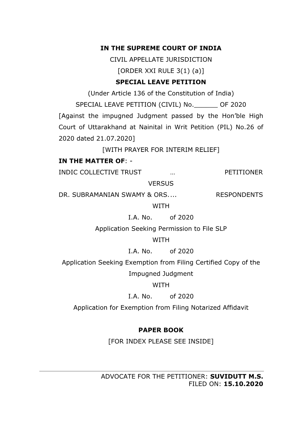 In the Supreme Court of India Civil Appellate