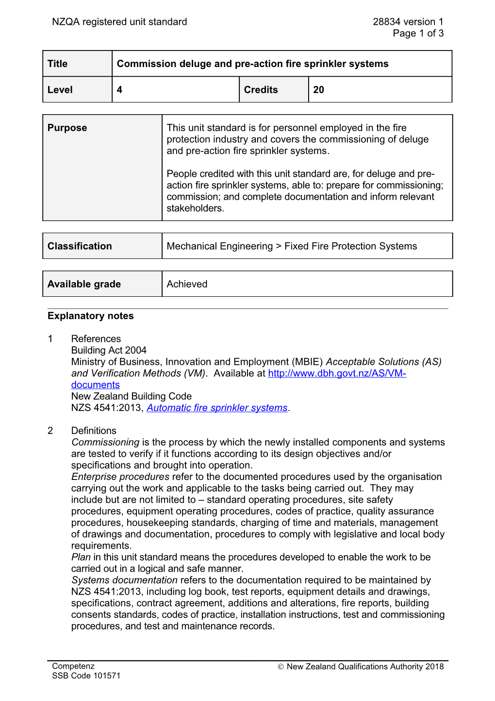 28834 Commission Deluge and Pre-Action Fire Sprinkler Systems