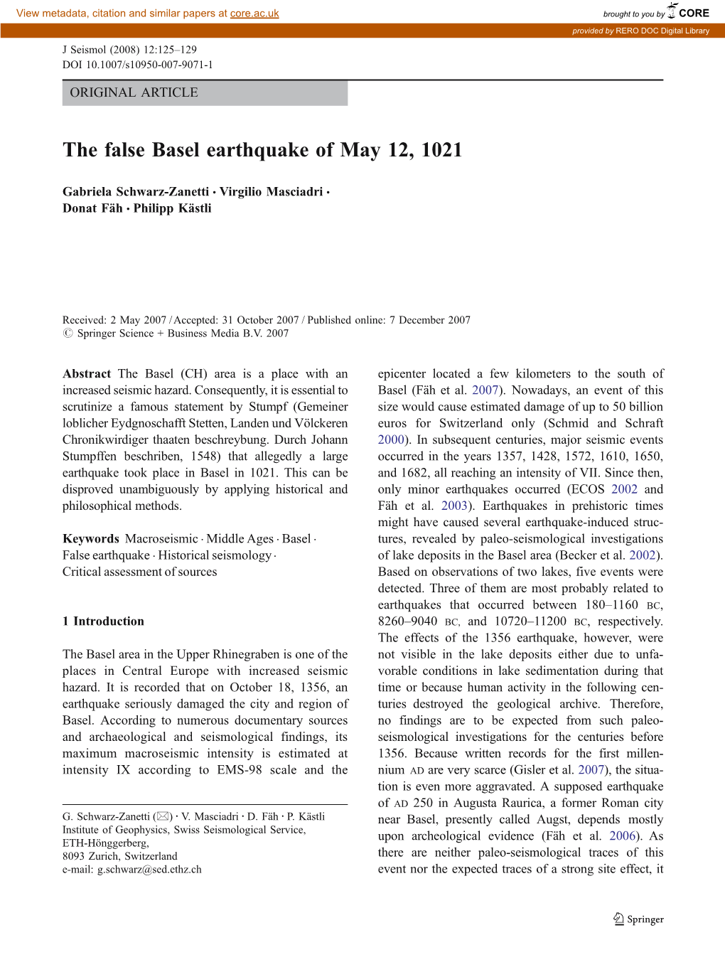 The False Basel Earthquake of May 12, 1021