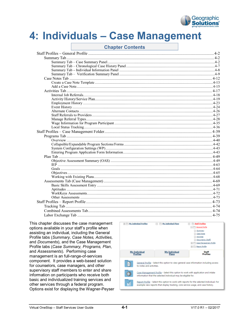 Case Management Chapter Contents Staff Profiles – General Profile