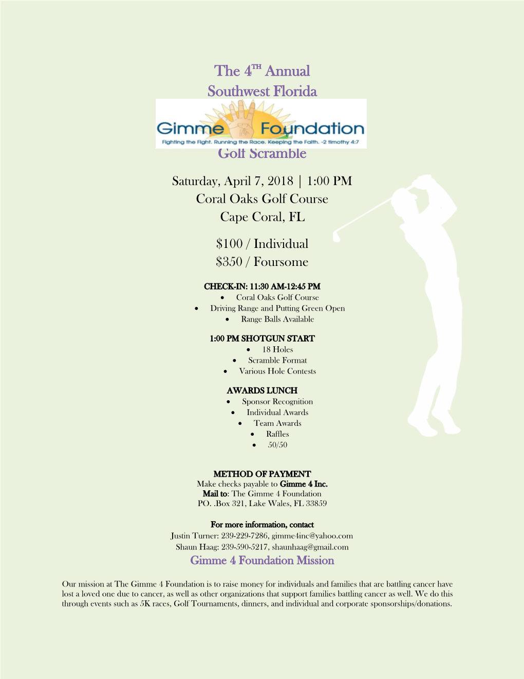 The 4TH Annual Southwest Florida Golf Scramble