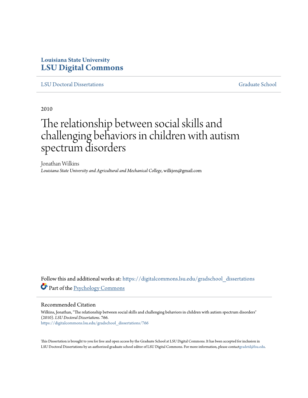 The Relationship Between Social Skills and Challenging Behaviors in Children with Autism Spectrum Disorders