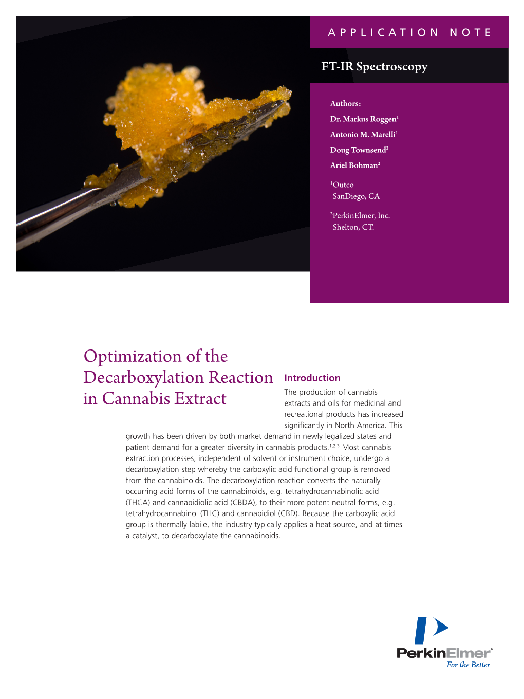 Optimization of the Decarboxylation Reaction in Cannabis