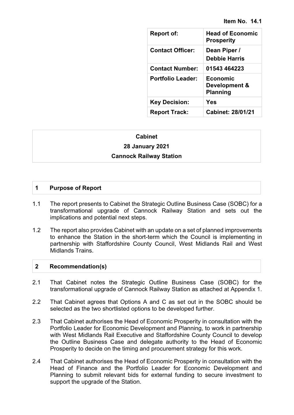 Report-Cannock Railway Station