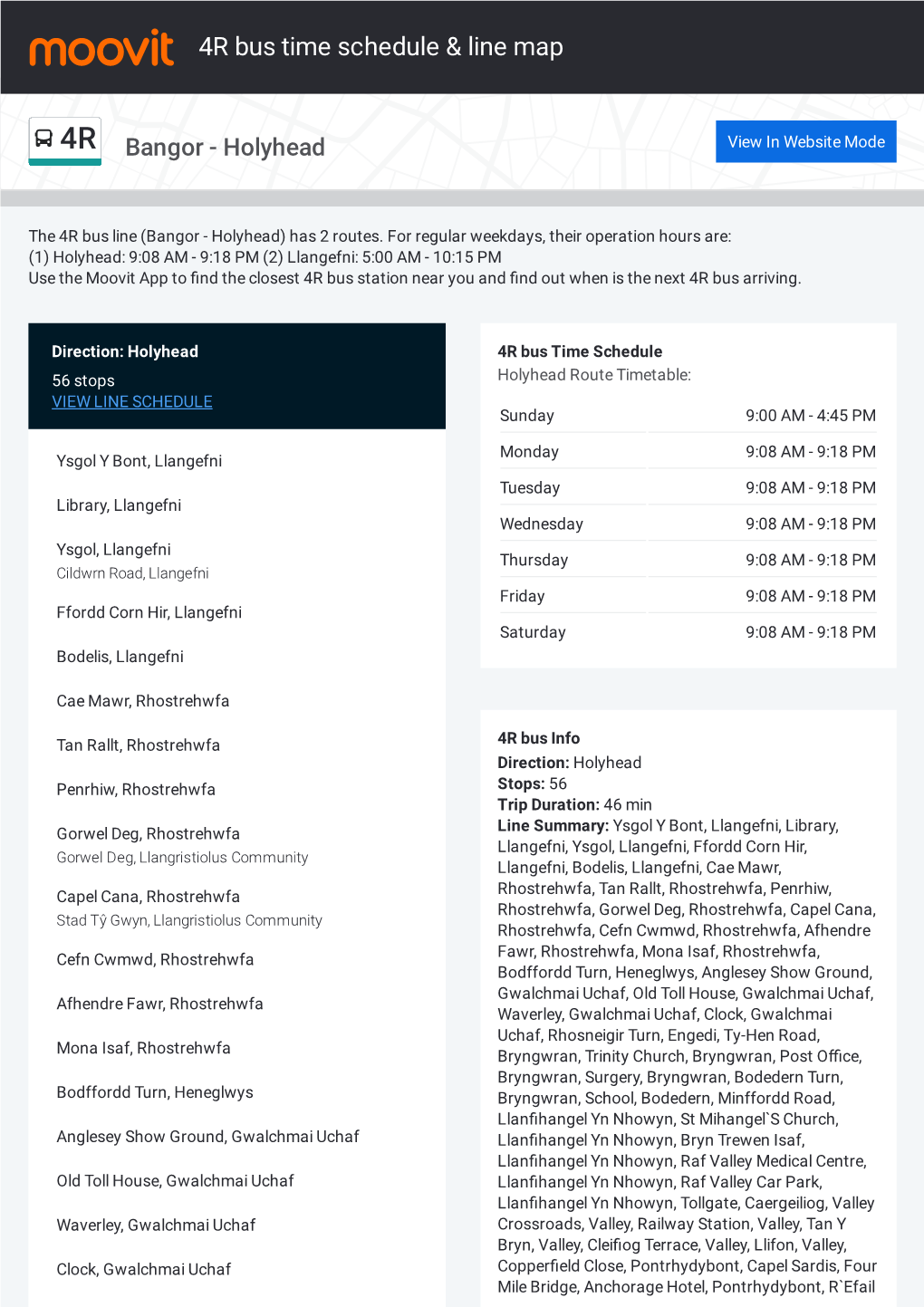 4R Bus Time Schedule & Line Route