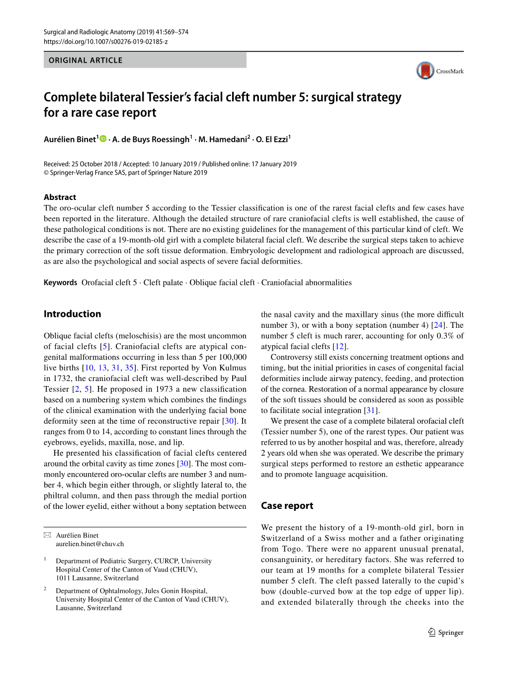 Complete Bilateral Tessier's Facial Cleft Number 5: Surgical Strategy for A