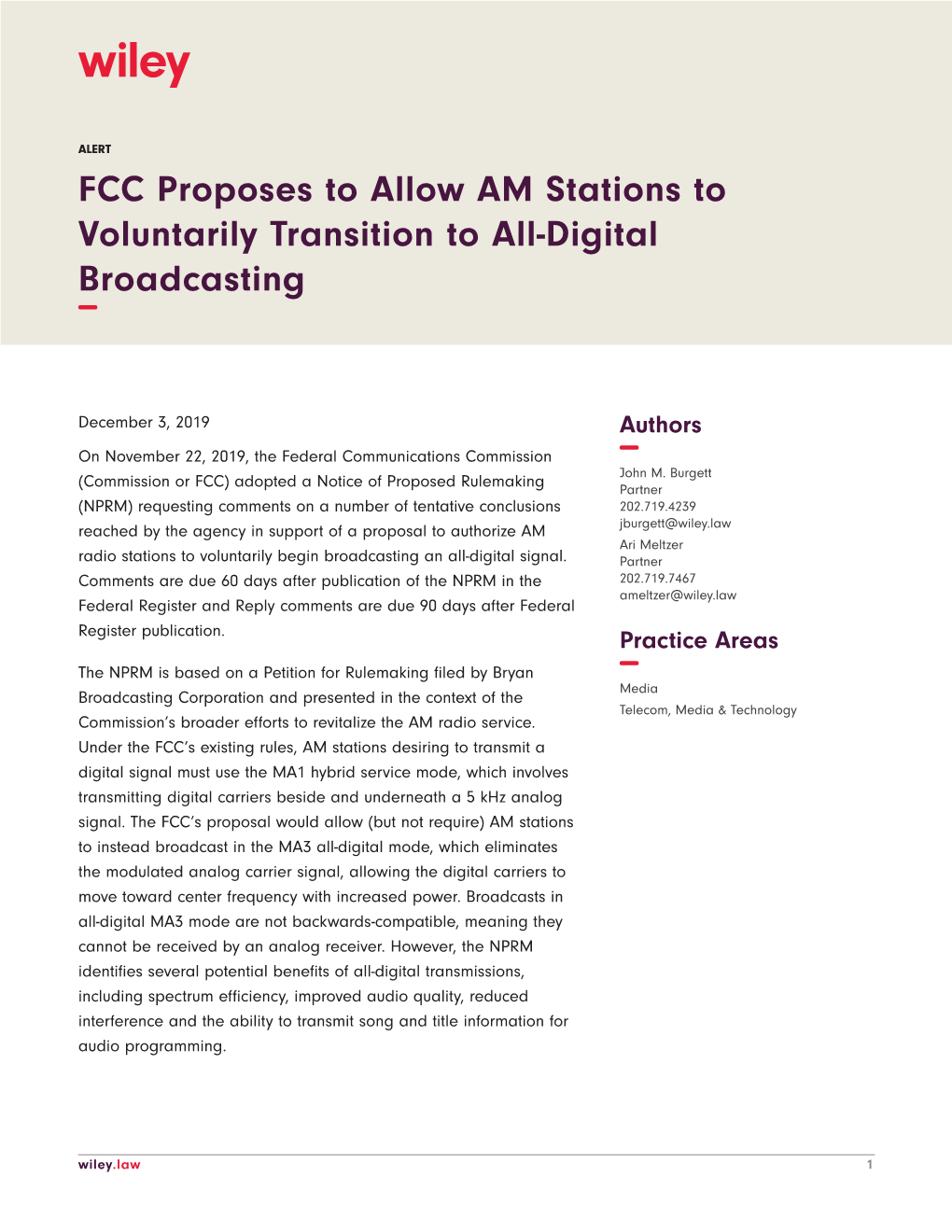 FCC Proposes to Allow AM Stations to Voluntarily Transition to All-Digital Broadcasting −