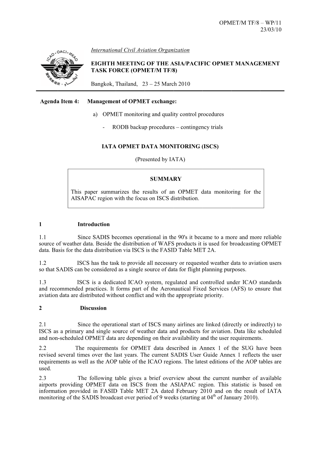 Agenda 1 1.1 Source O Data. Ba 1.2 So That S 1.3 and Reco Aviation 2 2.1