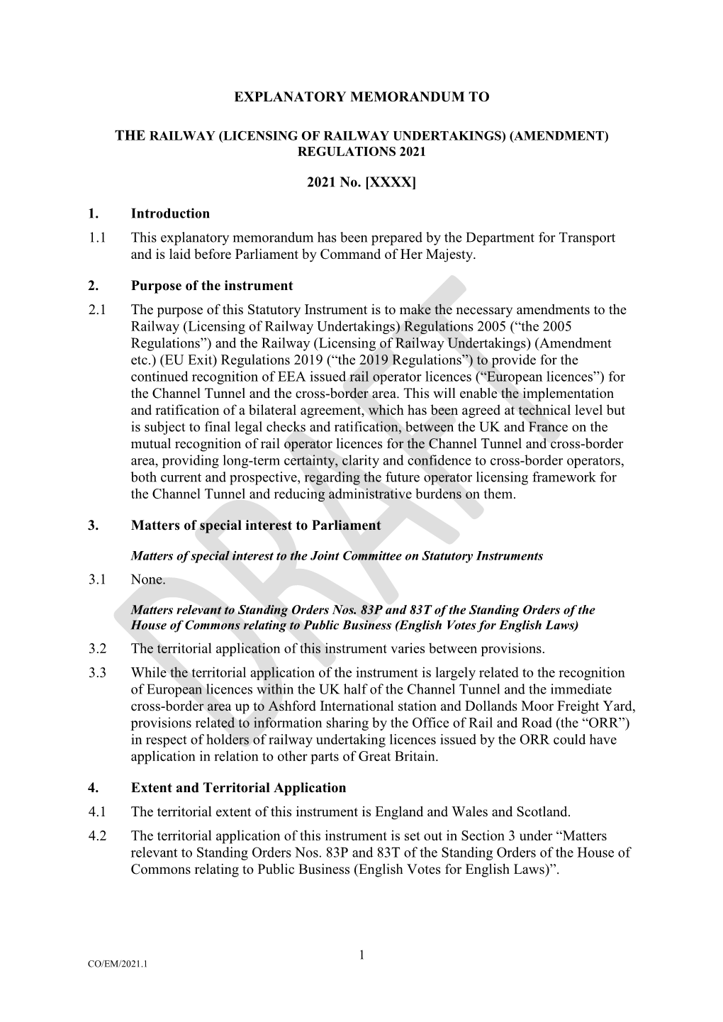 (Licensing of Railway Undertakings) (Amendment) Regulations 2021