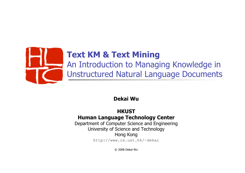 Text KM & Text Mining