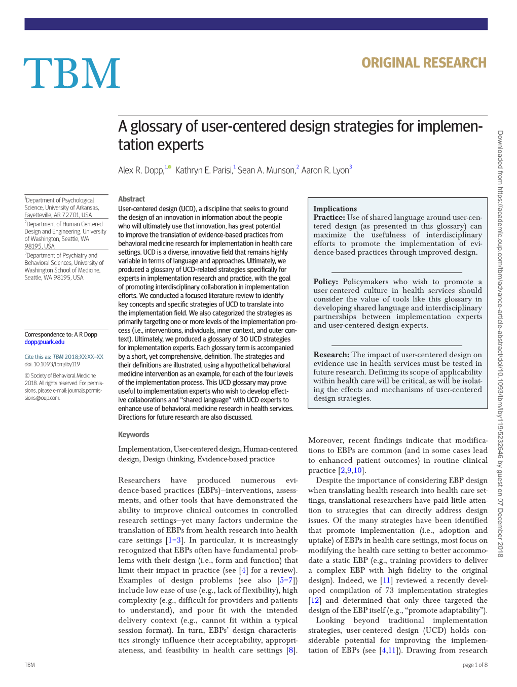 A Glossary of User-Centered Design Strategies for Implemen- Tation Experts