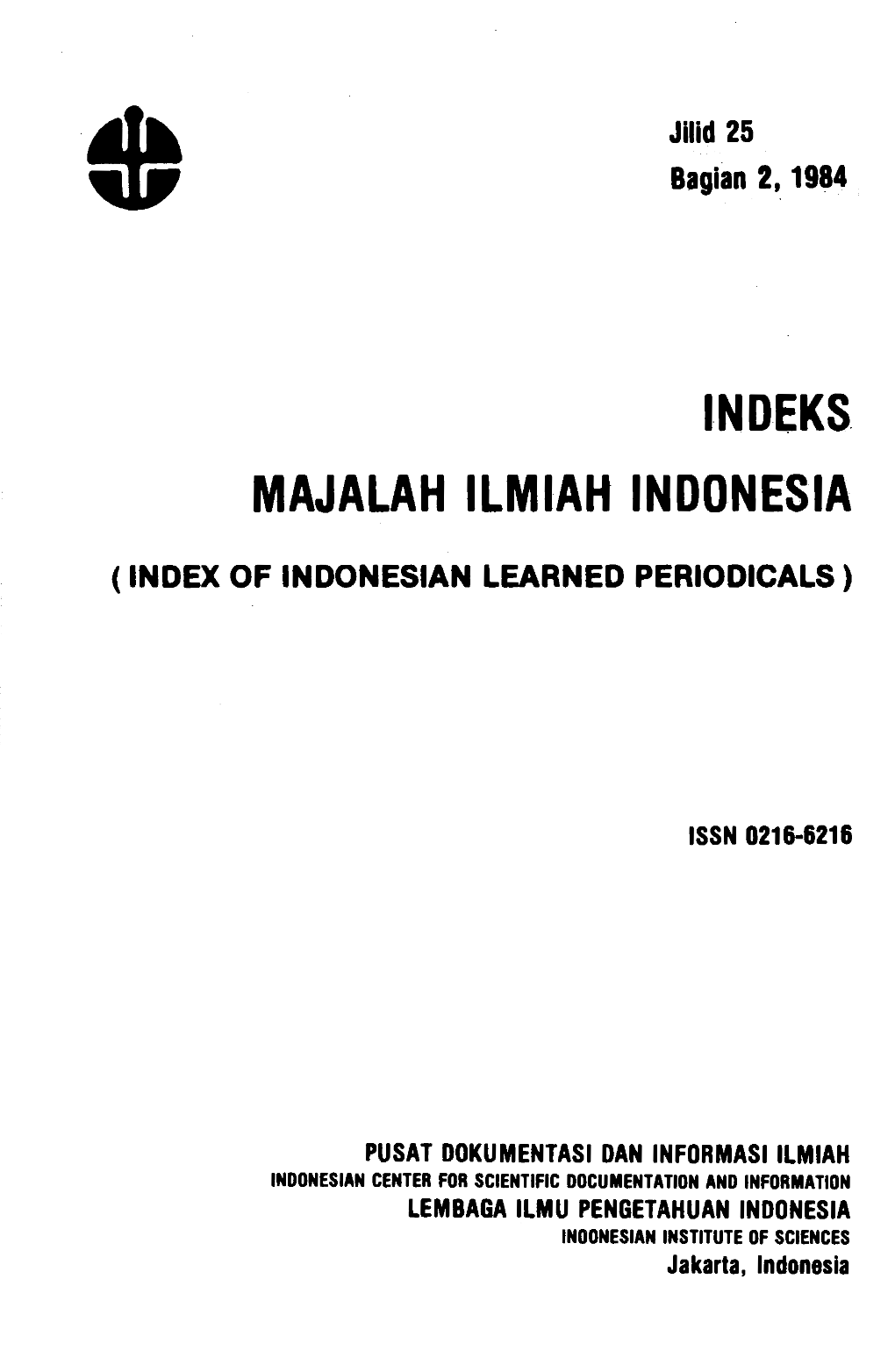 Indeks. Majalah Ilmiah Indonesia