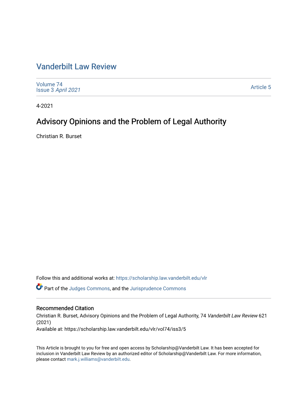 Advisory Opinions and the Problem of Legal Authority