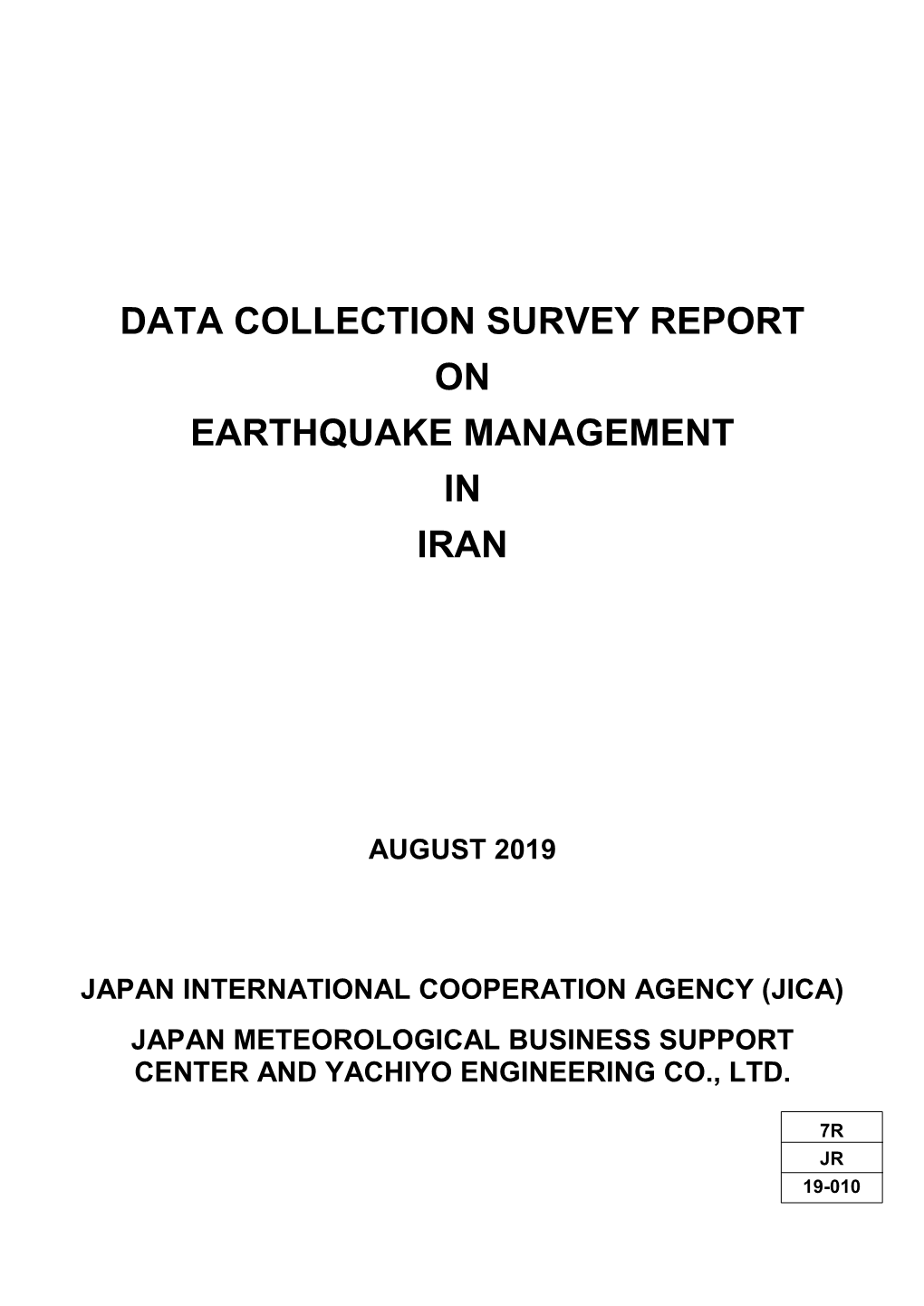 Data Collection Survey Report on Earthquake Management in Iran