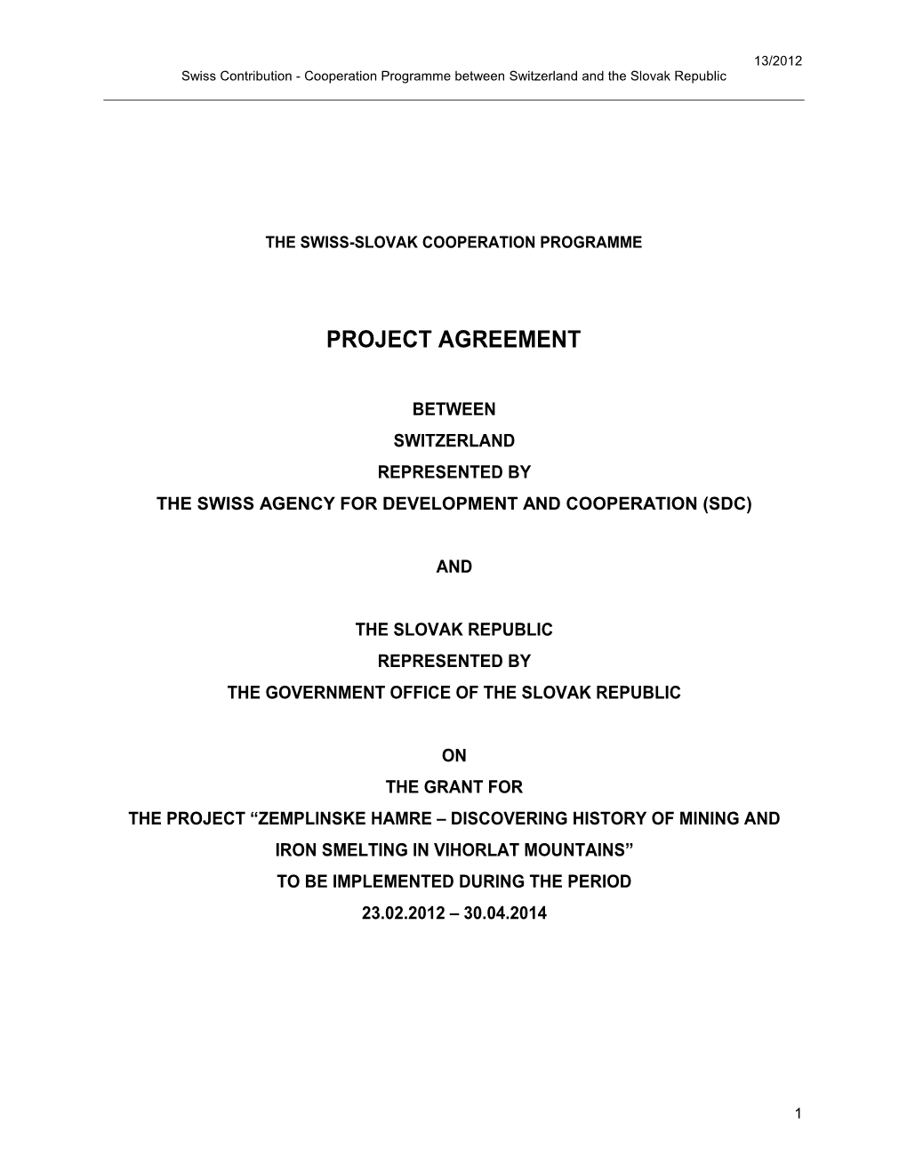 Project Agreement