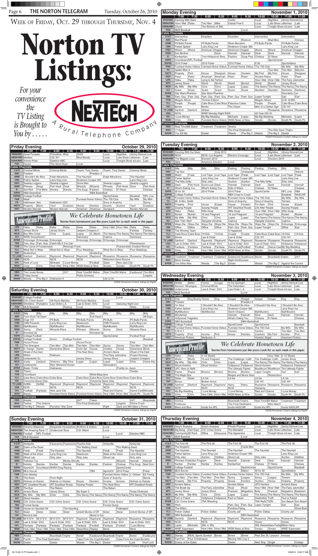 06 10-26-10 TV Guide.Indd 1 10/26/10 8:08:17 AM