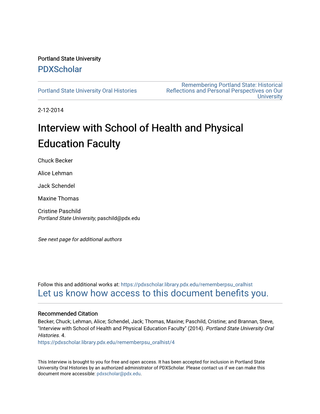 Interview with School of Health and Physical Education Faculty