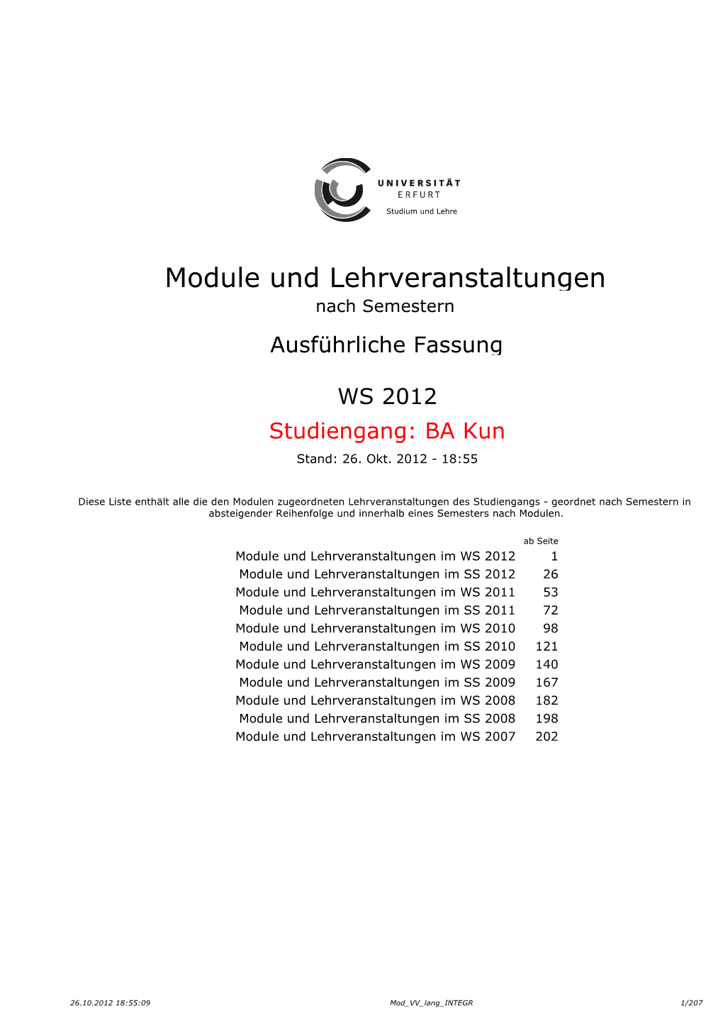 Module Und Lehrveranstaltungen Nach Semestern Ausführliche Fassung