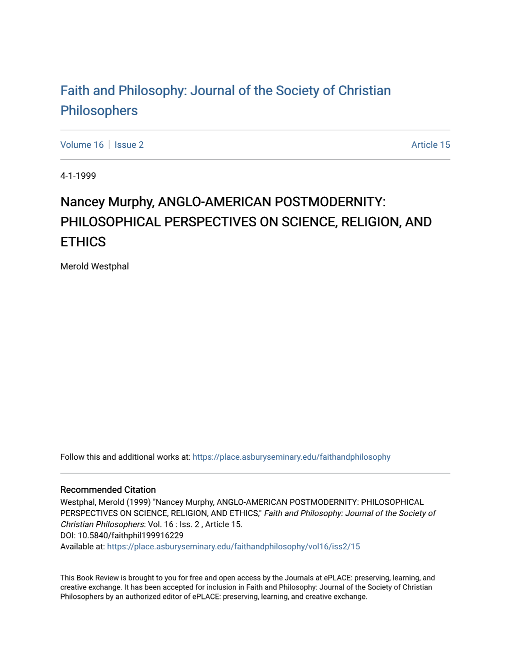 Philosophical Perspectives on Science, Religion, and Ethics