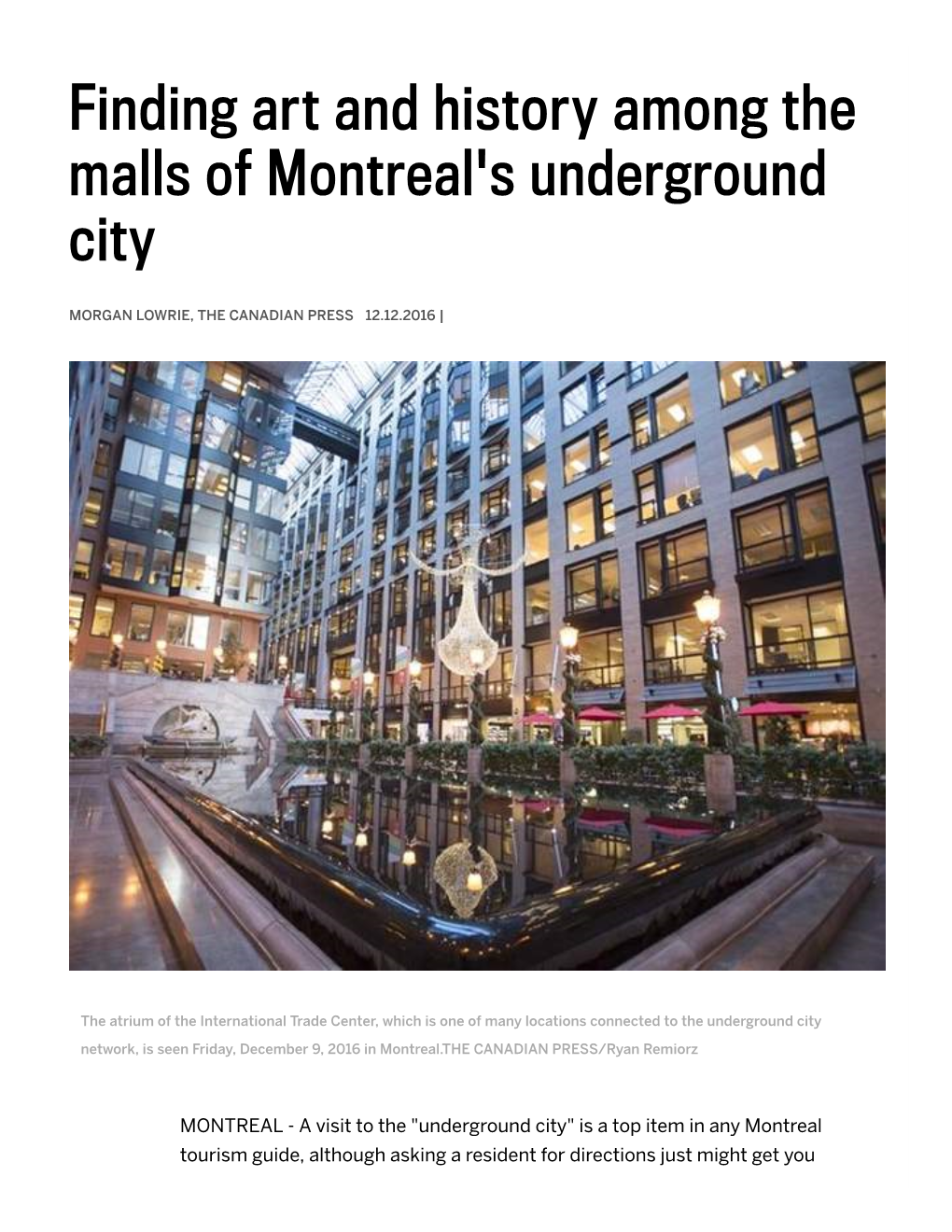 Finding Art and History Among the Malls of Montreal's Underground City