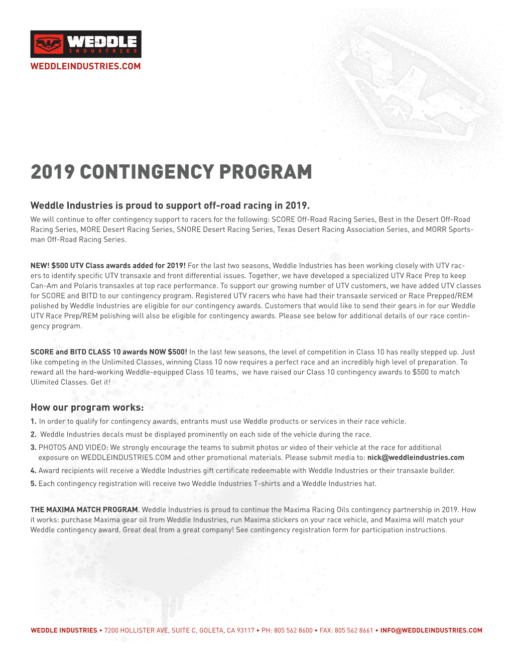 Contingency Registration Form for Participation Instructions