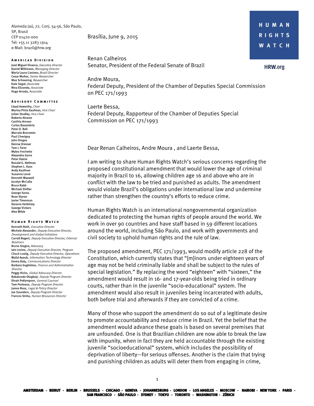 Download Letter to Congressional Leaders on PEC 171/1993