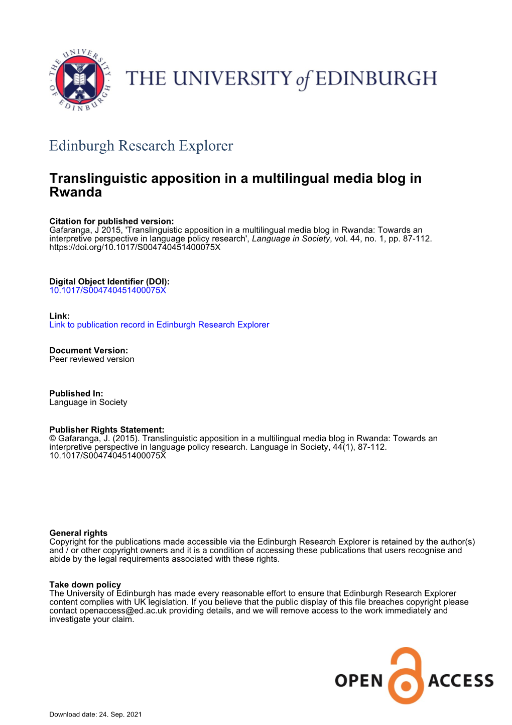 Edinburgh Research Explorer