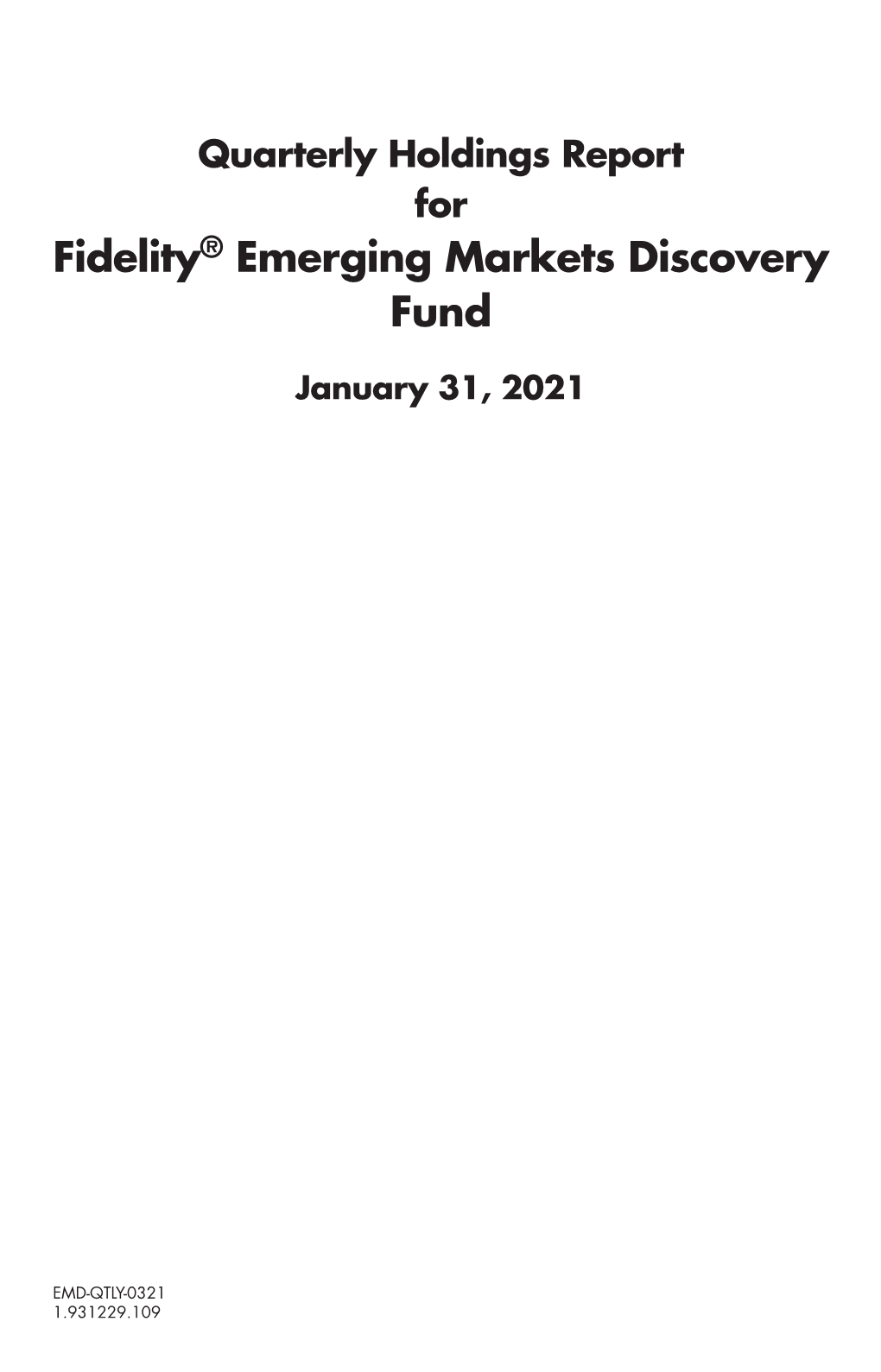 Fidelity® Emerging Markets Discovery Fund