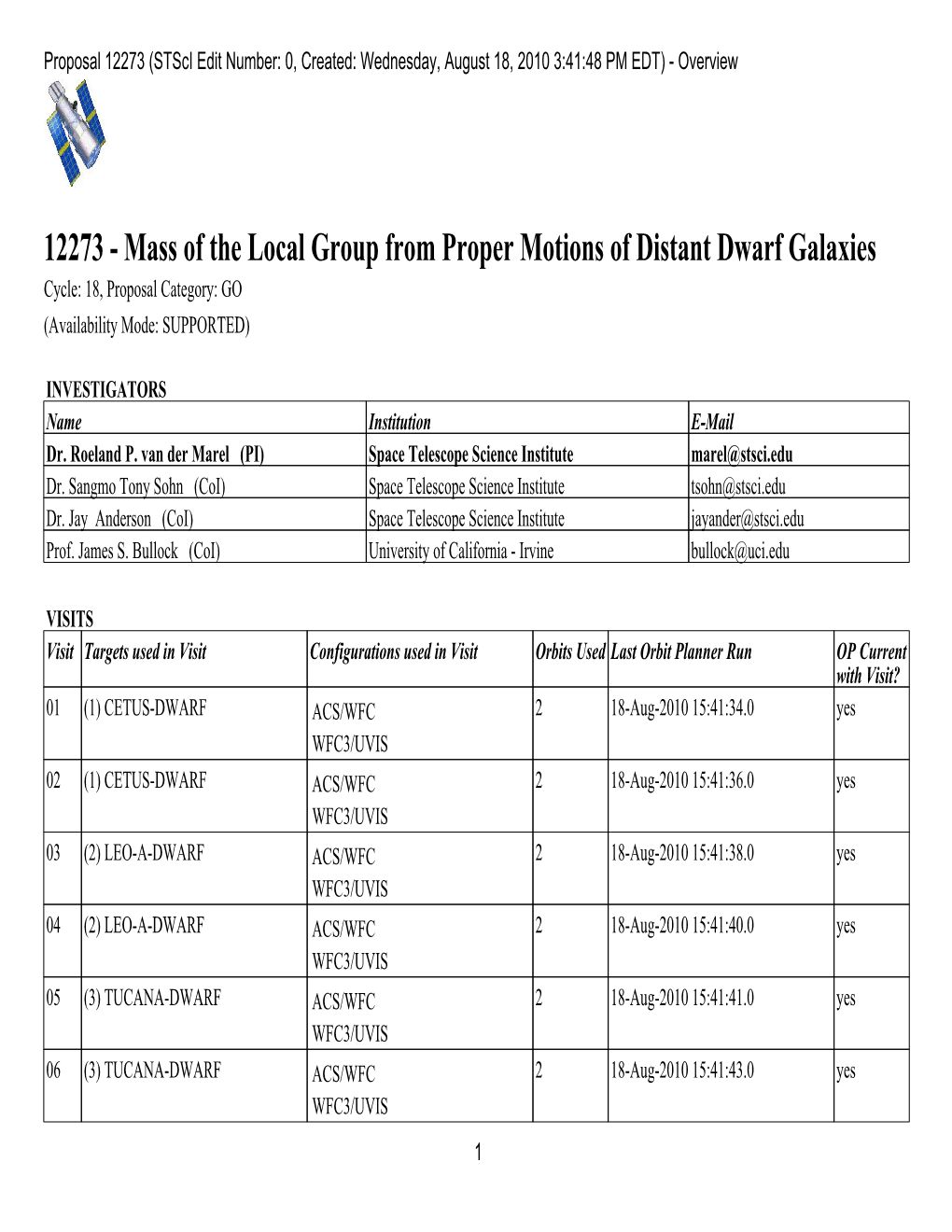 12273 (Stsci Edit Number: 0, Created: Wednesday, August 18, 2010 3:41:48 PM EDT) - Overview