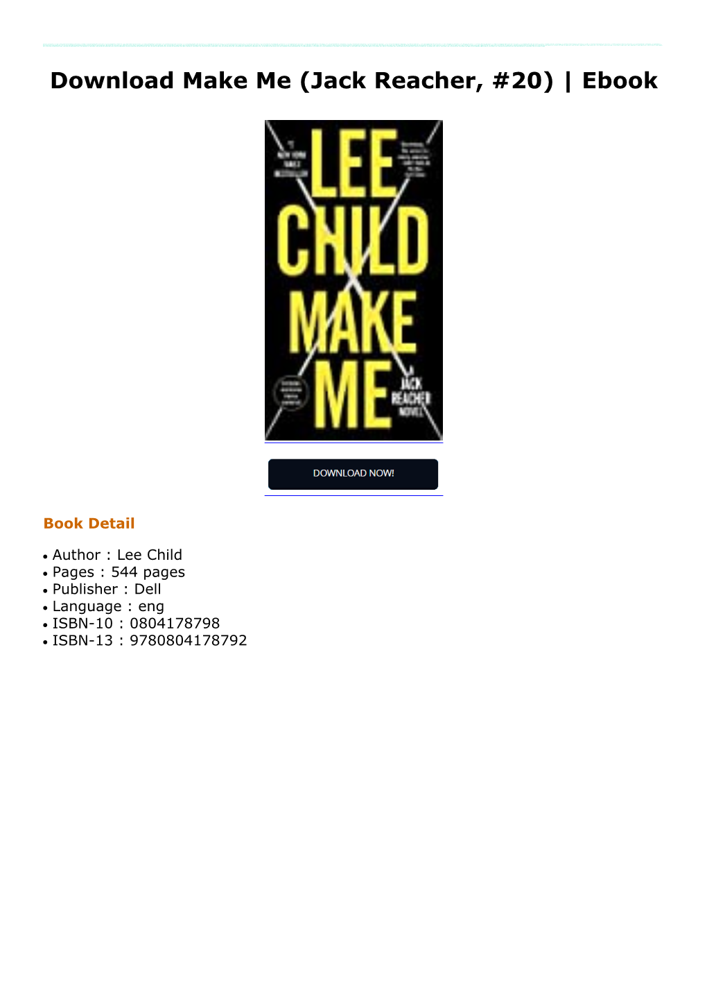 Download Make Me (Jack Reacher, #20)