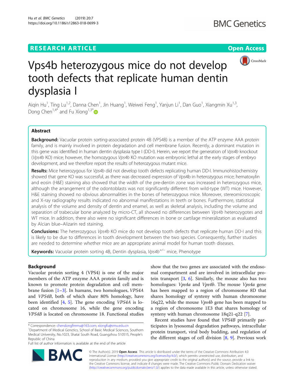 Vps4b Heterozygous Mice Do Not Develop Tooth Defects That Replicate