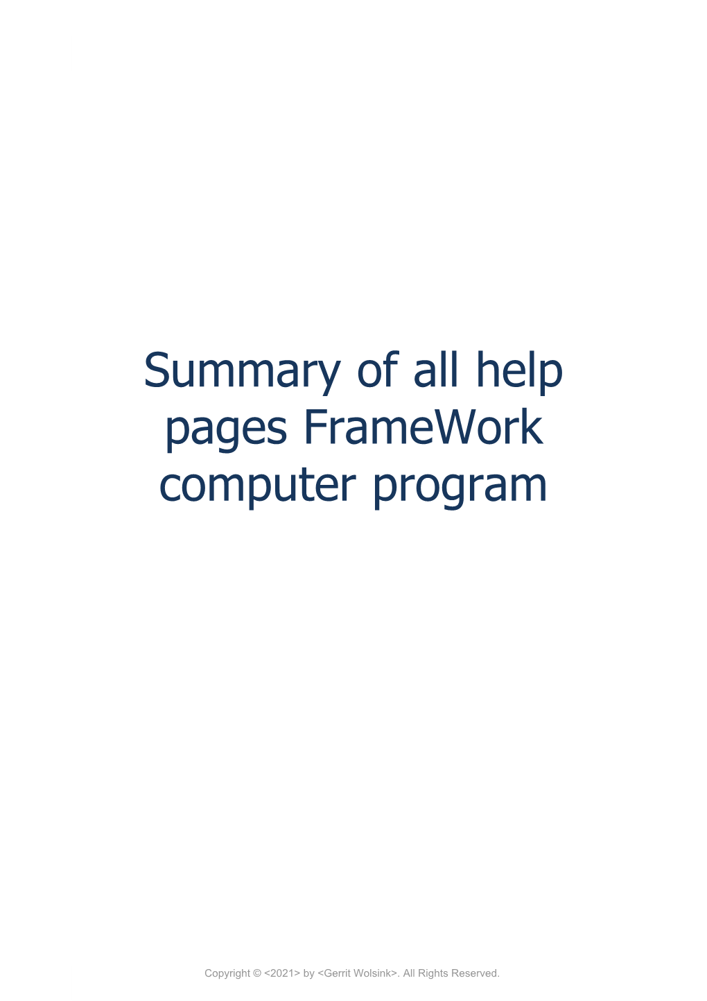 Summary of All Help Pages Framework Computer Program