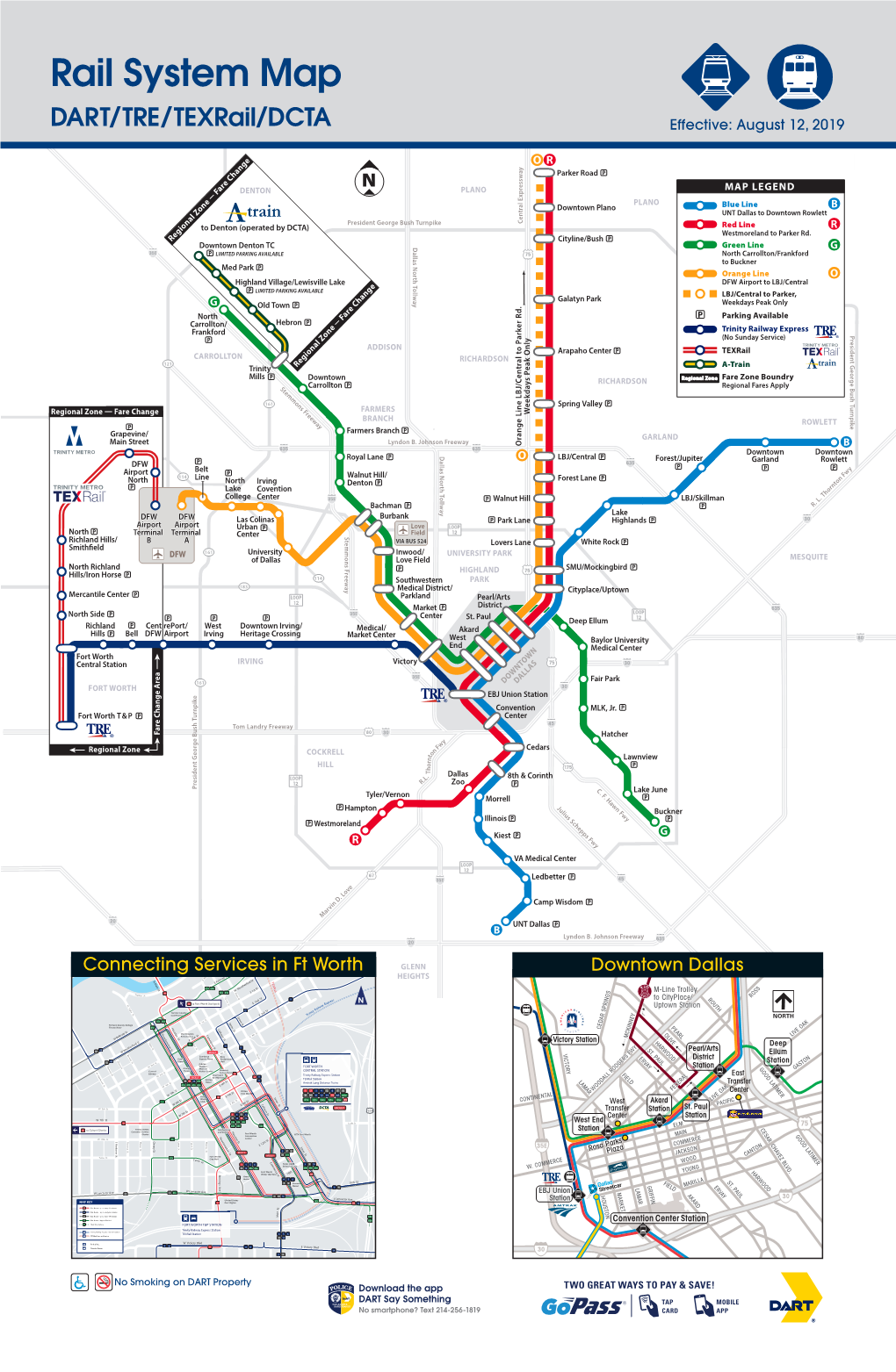 DART / TRE / Texrail / DCTA Effective: August 12, 2019