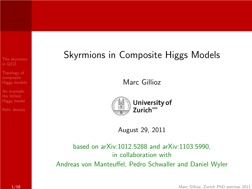 Skyrmions in Composite Higgs Models in QCD