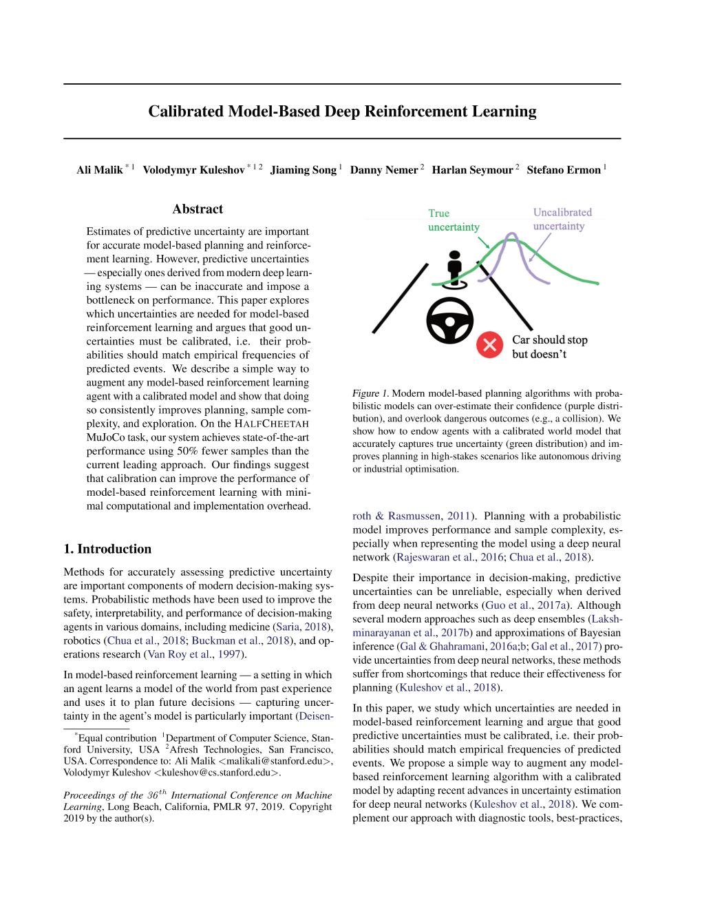 Calibrated Model-Based Deep Reinforcement Learning