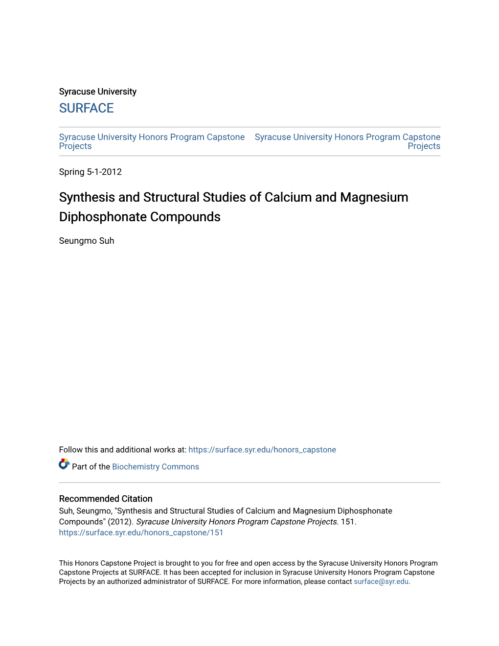 Synthesis and Structural Studies of Calcium and Magnesium Diphosphonate Compounds