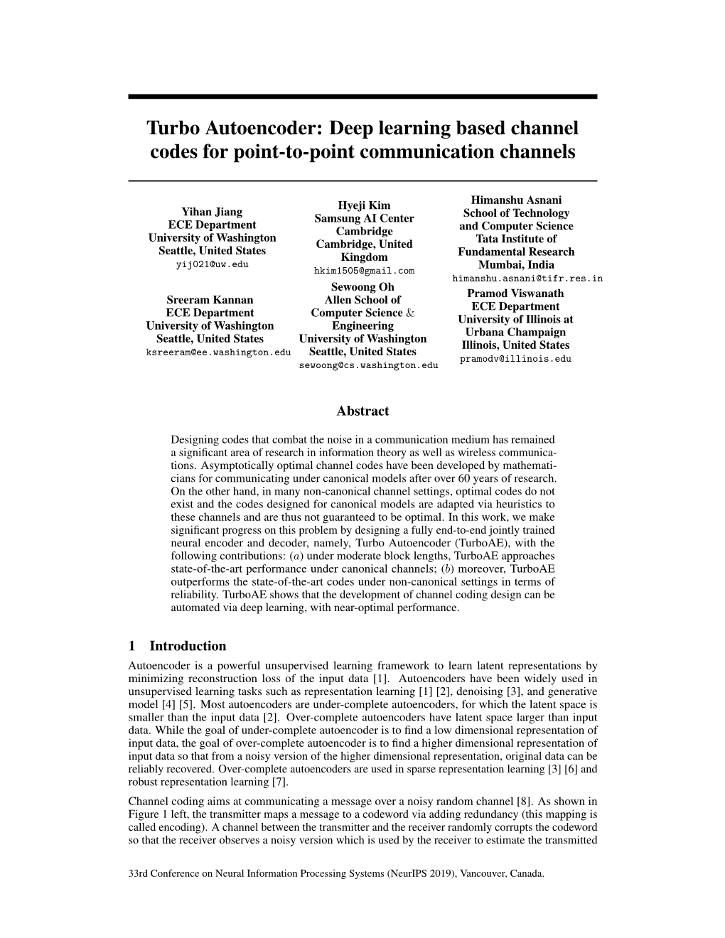 Turbo Autoencoder: Deep Learning Based Channel Codes for Point-To-Point Communication Channels