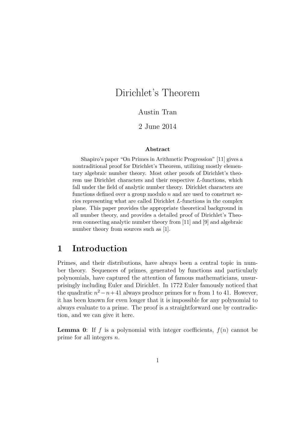 Dirichlet's Theorem
