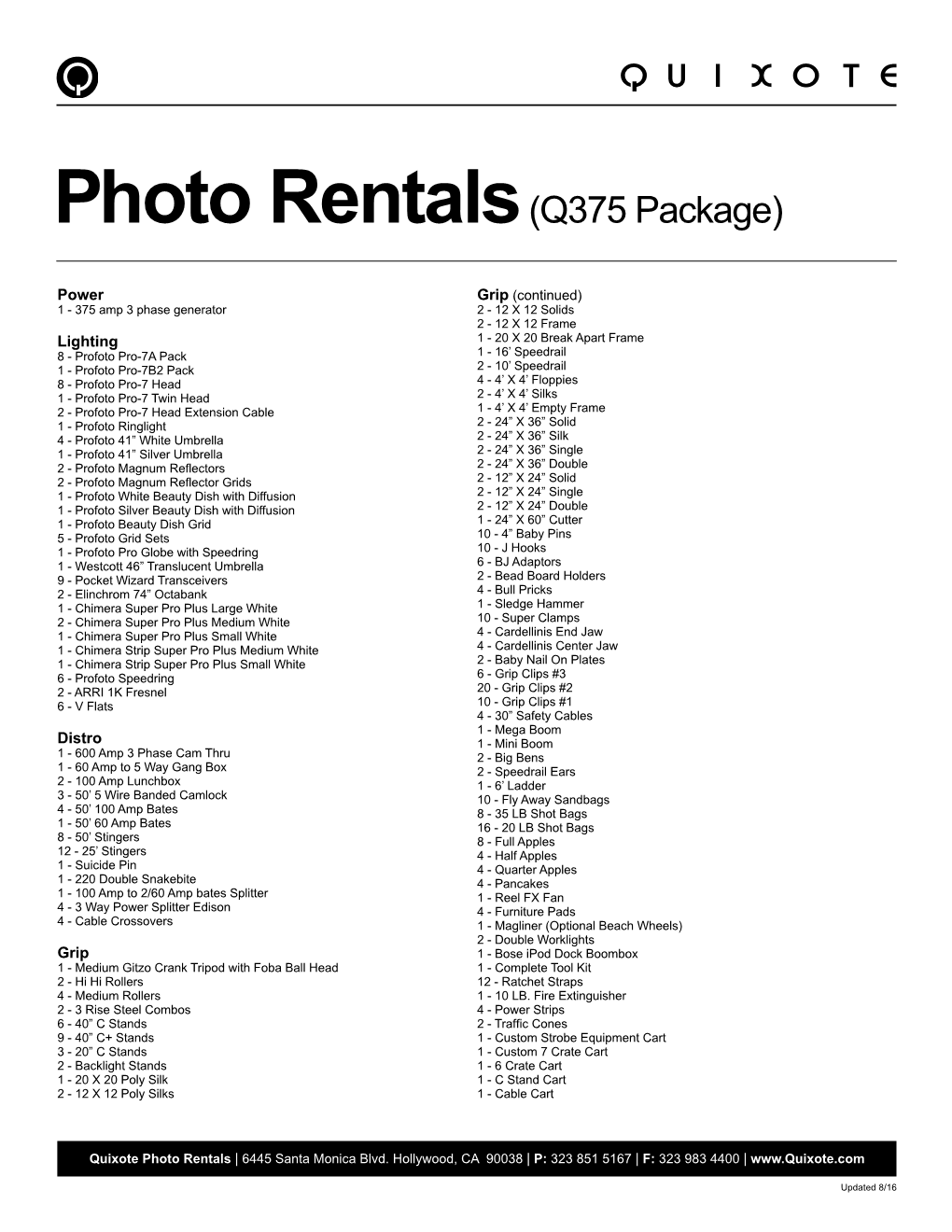 Photo Rentals(Q375 Package)
