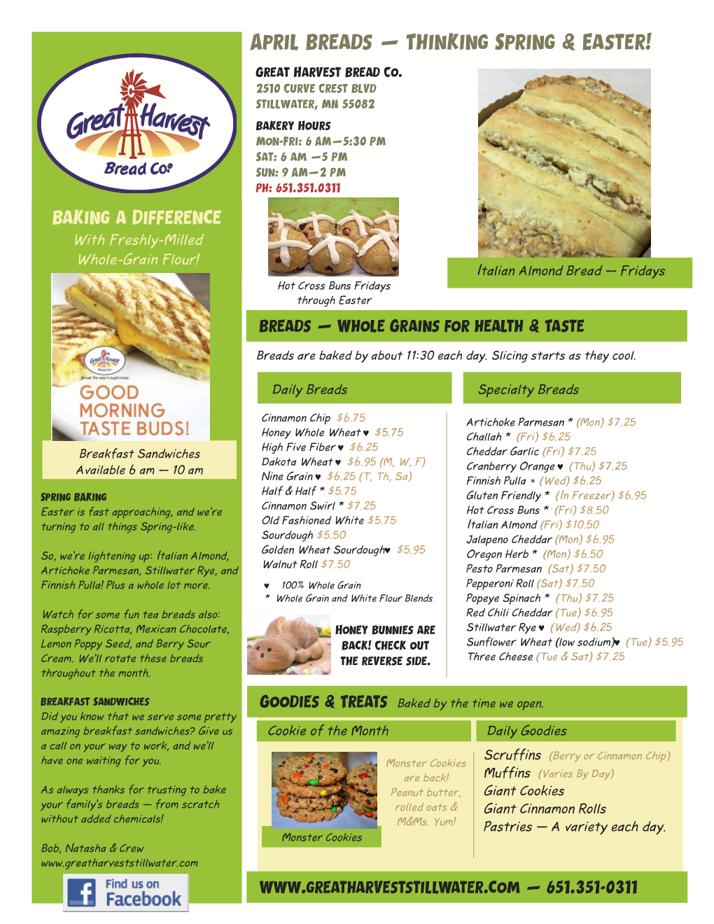 April Breads — Thinking Spring & Easter! Great Harvest Bread Co