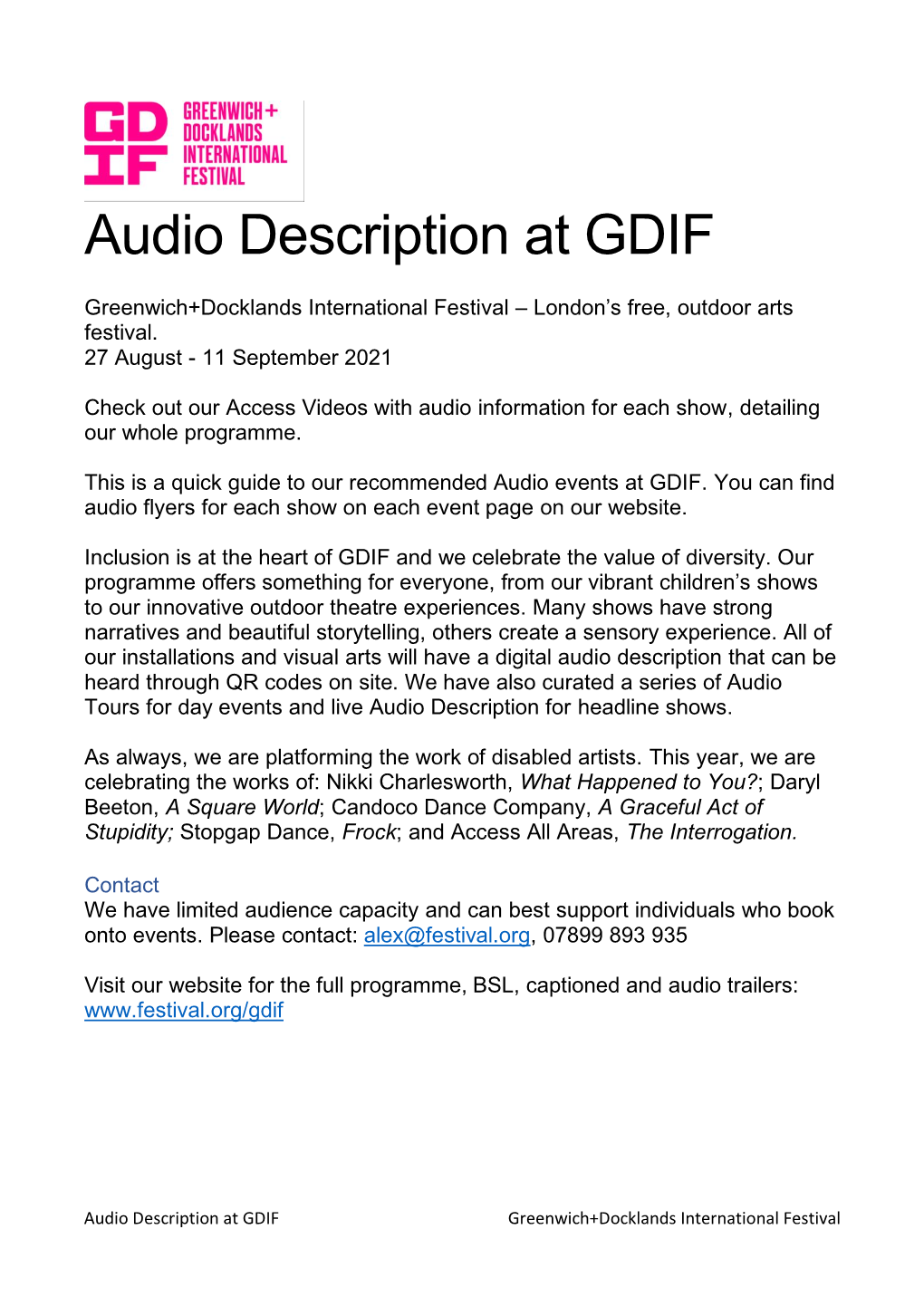 Audio Description at GDIF