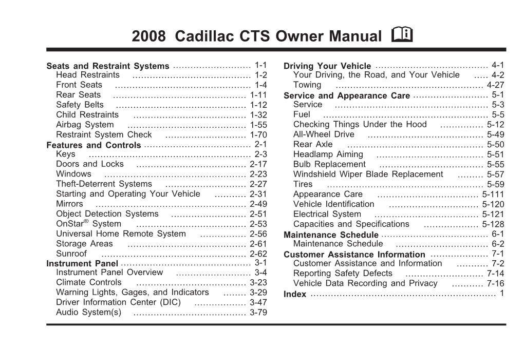 2008 Cadillac CTS Owner Manual M