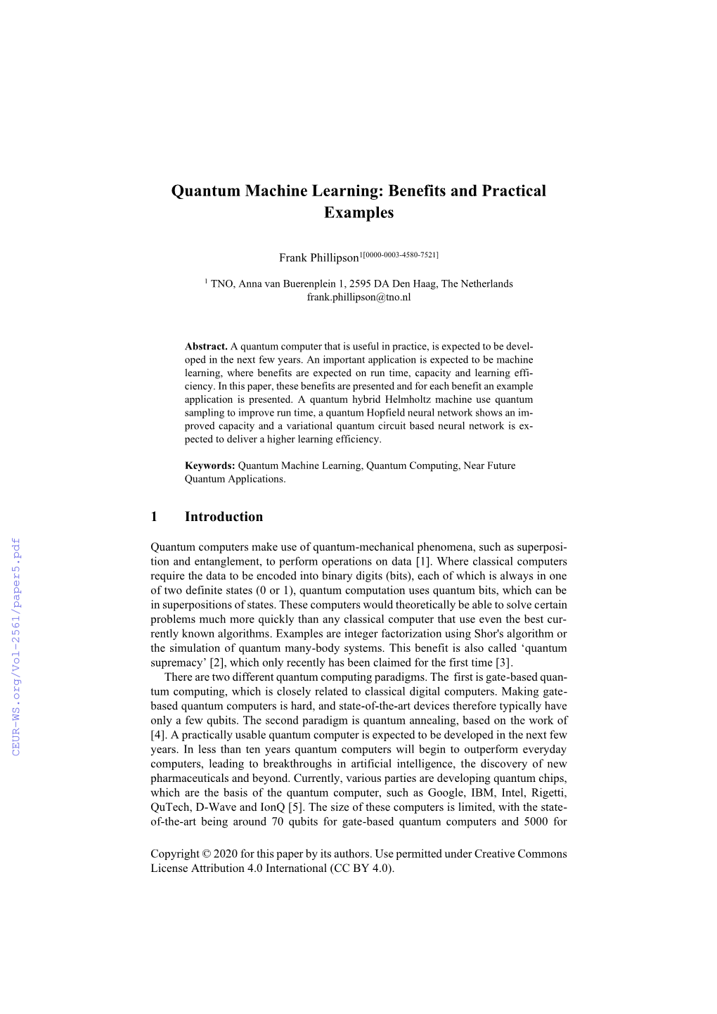 Quantum Machine Learning: Benefits and Practical Examples