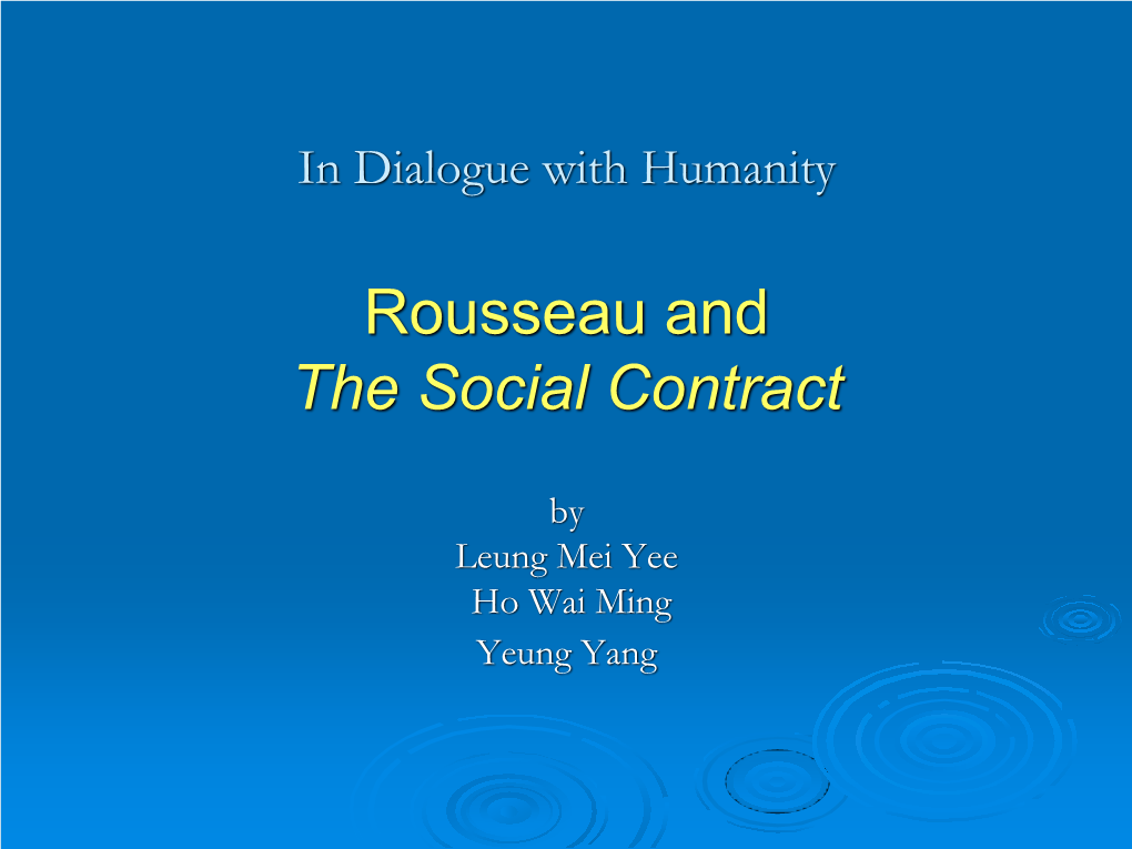 Rousseau and the Social Contract