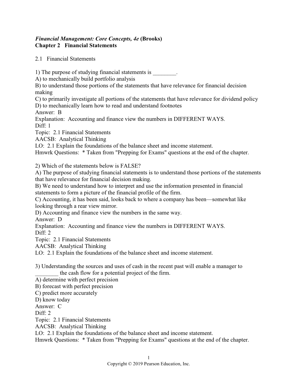 (Brooks) Chapter 2 Financial Statements 2.1