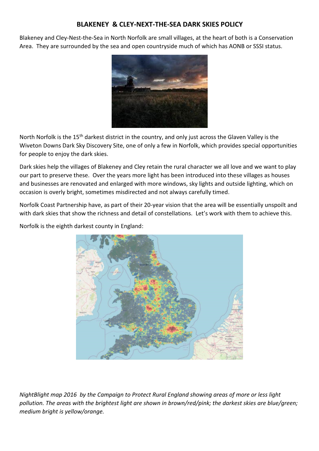 Blakeney & Cley Dark Skies Policy