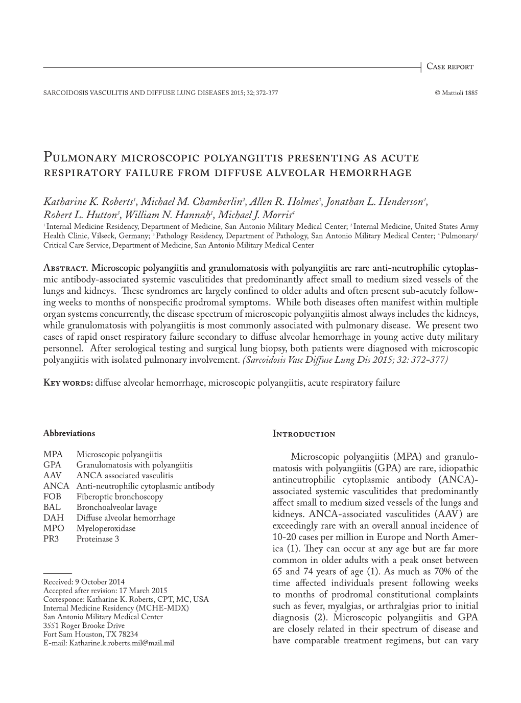 Pulmonary Microscopic Polyangiitis Presenting As Acute Respiratory Failure from Diffuse Alveolar Hemorrhage